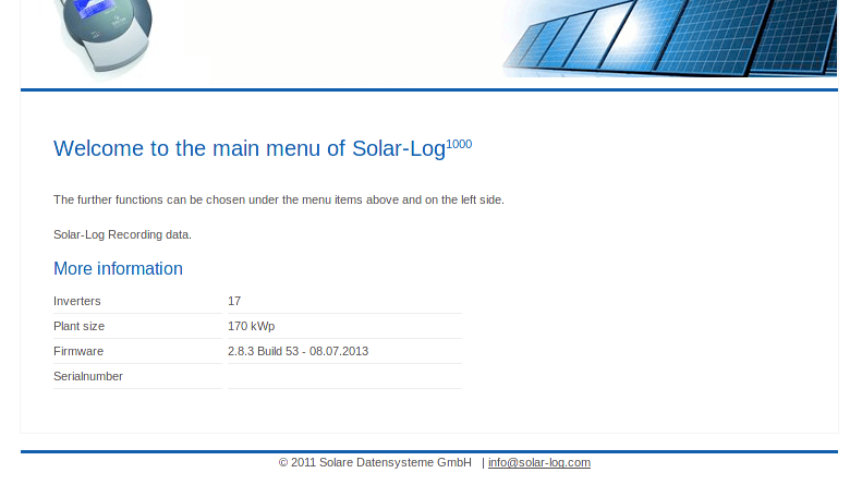 "Interface of a Solar-Log device"